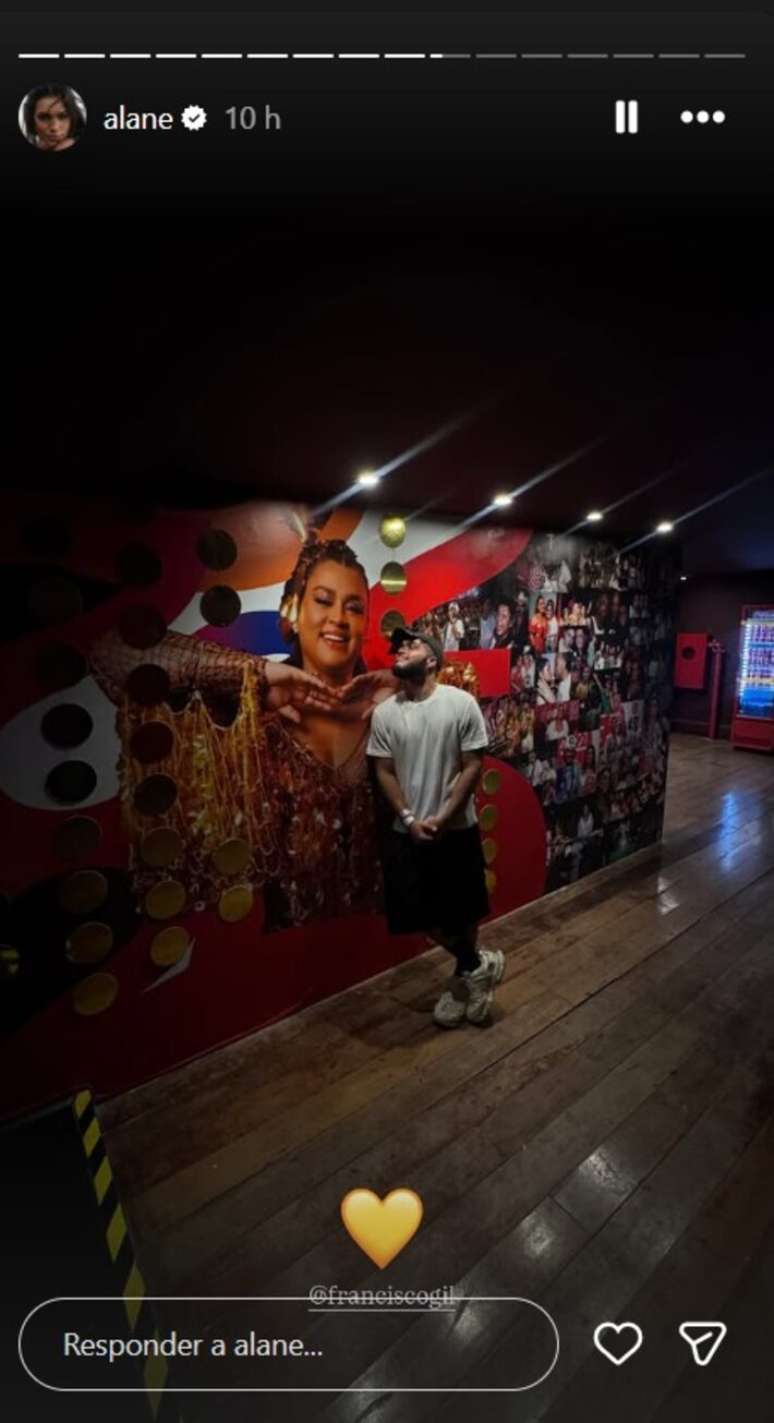 Alane Dias posta storie de Francisco Gil