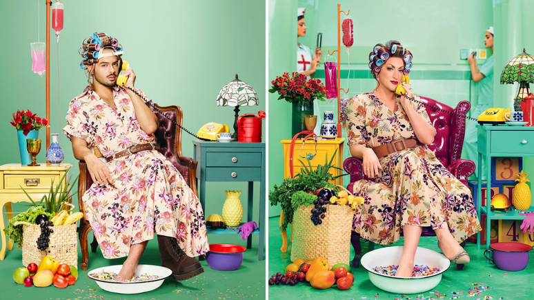 Pedro Sampaio se fantasiou de Dona Herm&iacute;nia