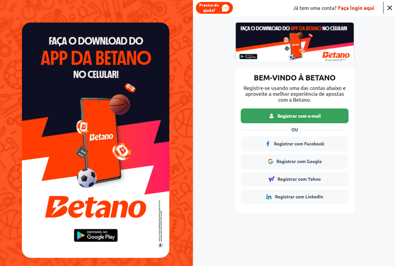 &Eacute; preciso ter uma conta ativa para apostar na Copa do Mundo 2026 com a Betano