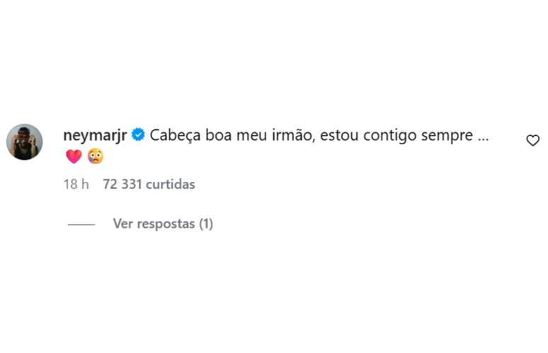 Neymar comenta em publica&ccedil;&atilde;o do meio-campista &ndash;