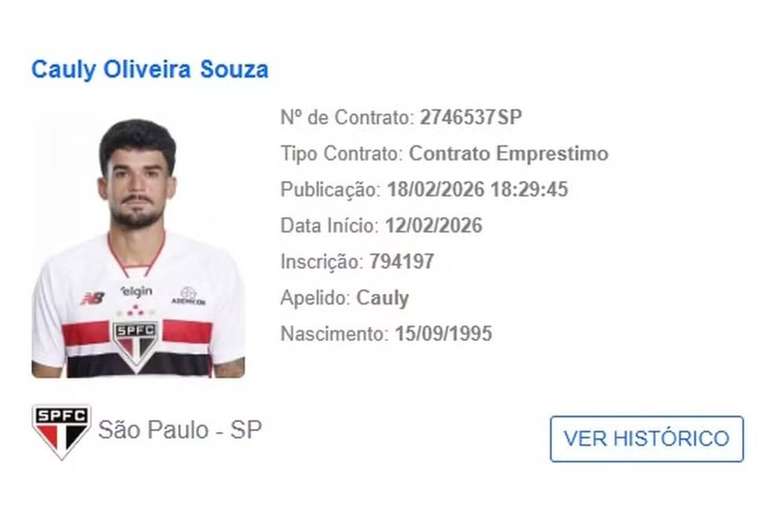 Cauly est&aacute; registrado no BID da CBF &ndash;