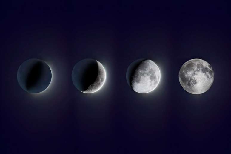 A Lua est&aacute; caminhando da fase Nova para a Crescente 