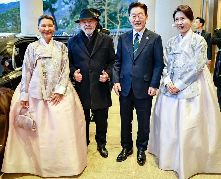 Janja, Lula, Lee Jae-myung e Kim Hea Kyung 