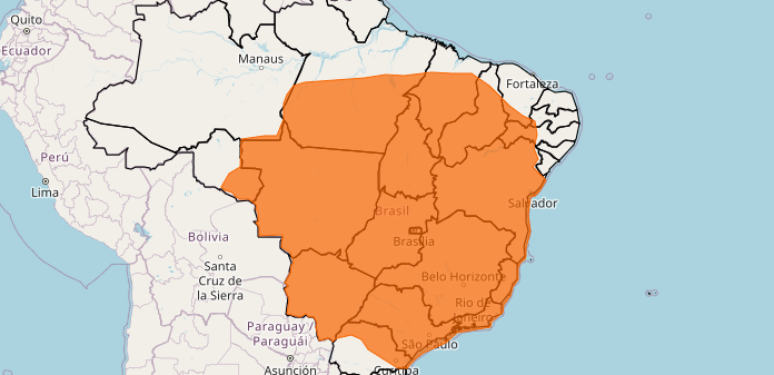 Aviso de "perigo" divulgado pelo Inmet nesta ter&ccedil;a-feira, 24, vai at&eacute; &agrave;s 23h59 do dia 27