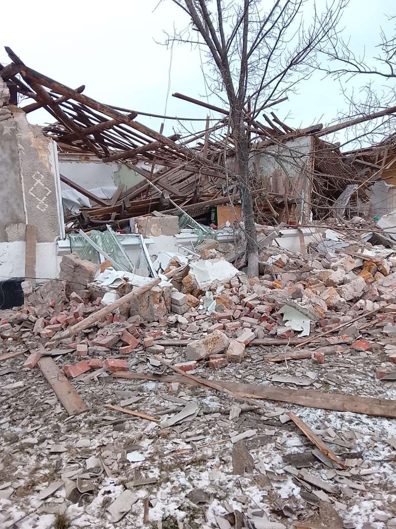 Um dos locais que o jovem militar viu ser destru&iacute;do pela guerra na Ucr&acirc;nia