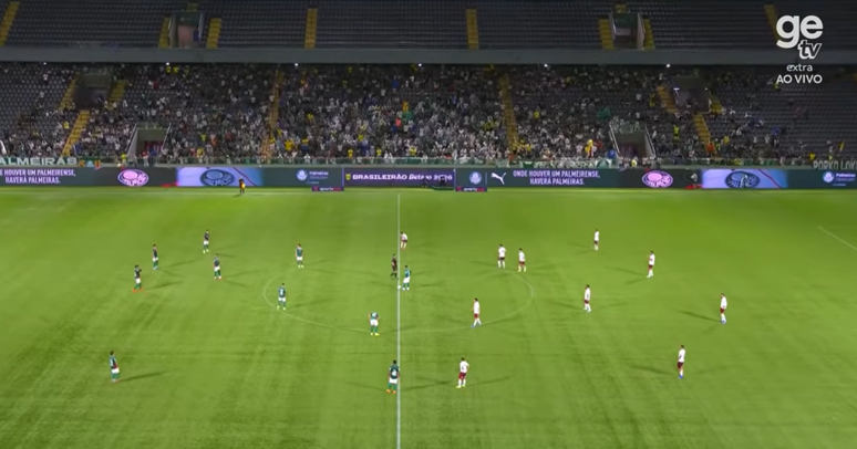 Palmeiras se prepara para o segundo tempo, agora no outro lado do campo