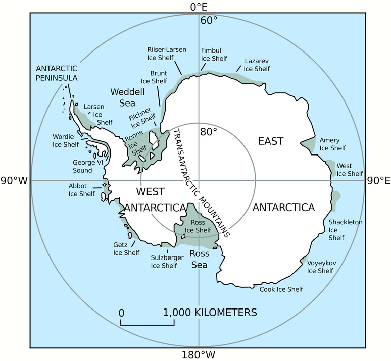 mapa da Ant&aacute;rtida