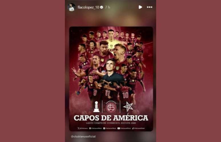 Flaco Lopez celebra t&iacute;tulo do Lan&uacute;s sobre o Flamengo &ndash;