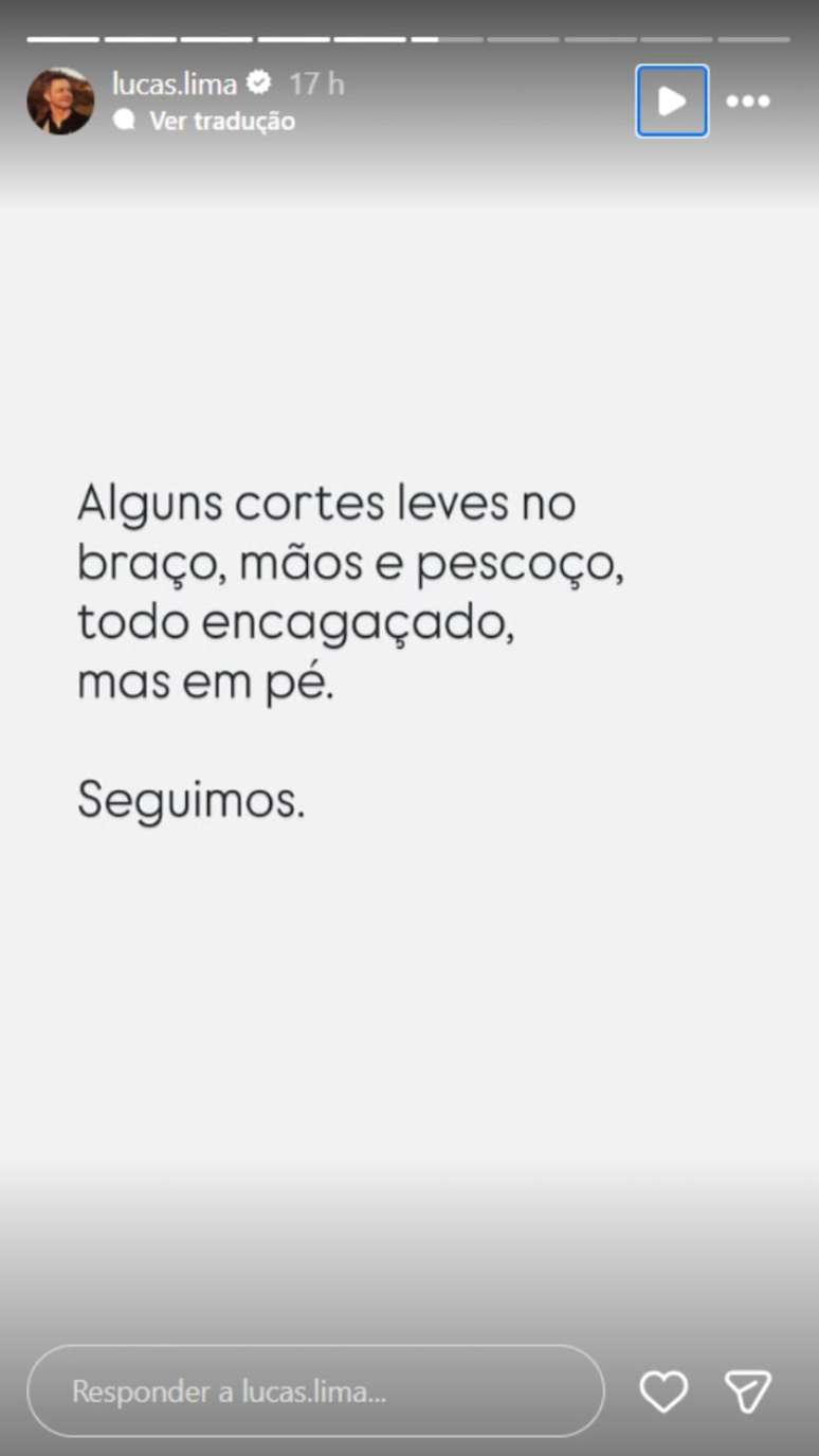 Lucas Limas sofre tentativa de assalto em S&atilde;o Paulo e desabafa no Instagram