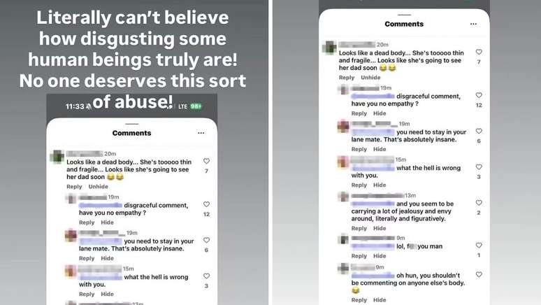 Coment&aacute;rio maldoso sobre apar&ecirc;ncia magra de Kelly foi rebatido nos Stories da artista