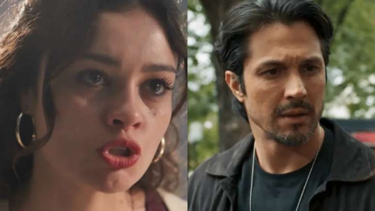 Três Graças (Reproduction/TV Globo) இலிருந்து கெர்லூஸ் (சோஃபி சார்லோட்) மற்றும் பாலினோ (ரோமுலோ எஸ்ட்ரெலா)