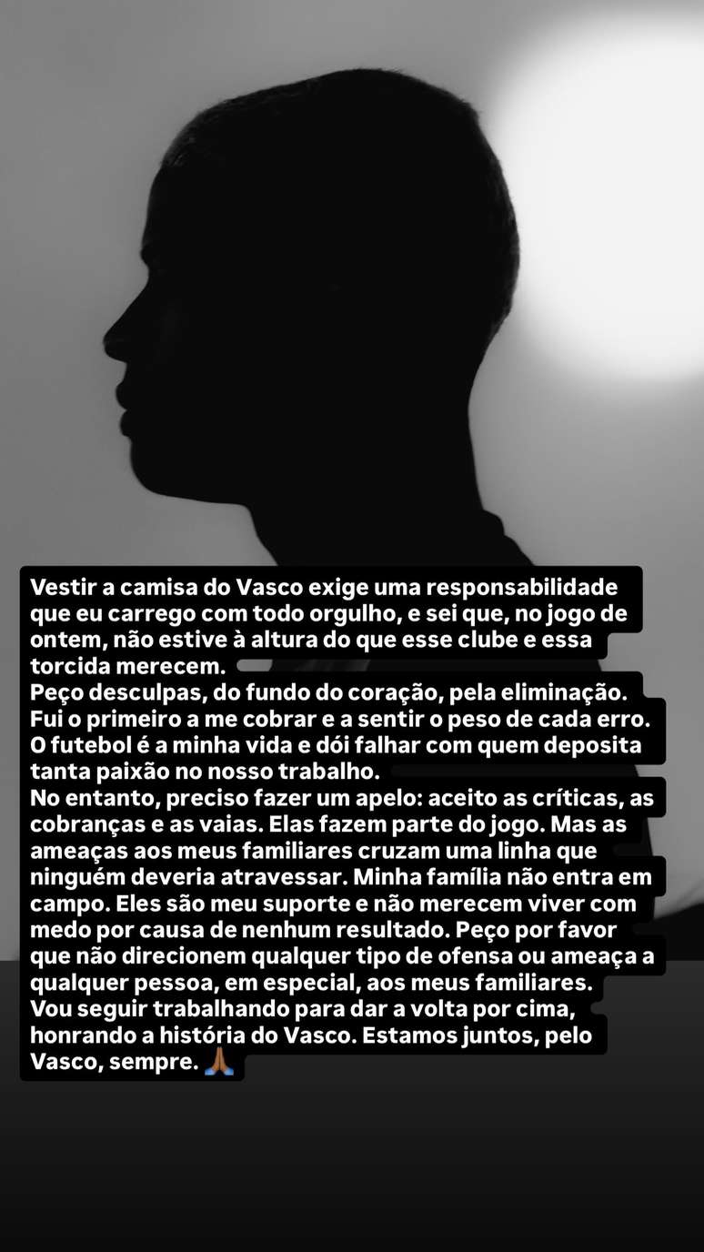 Cauan Barros, volante do Vasco, revela amea&ccedil;as sofridas 