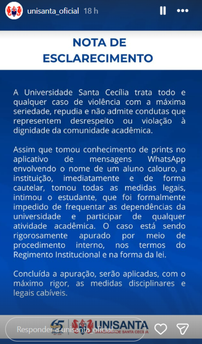 Comunicado da Unisanta