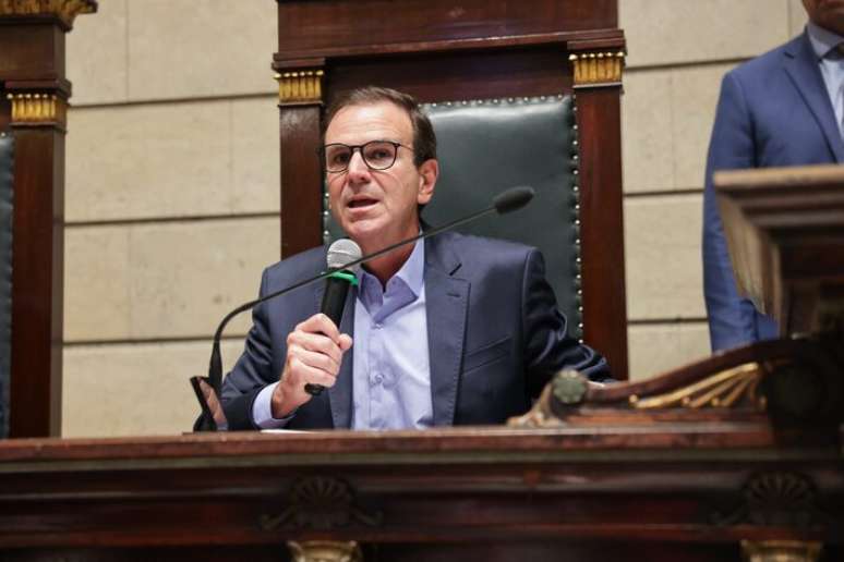 Prefeito Eduardo Paes em sess&atilde;o da C&acirc;mara Municipal do Rio de Janeiro.