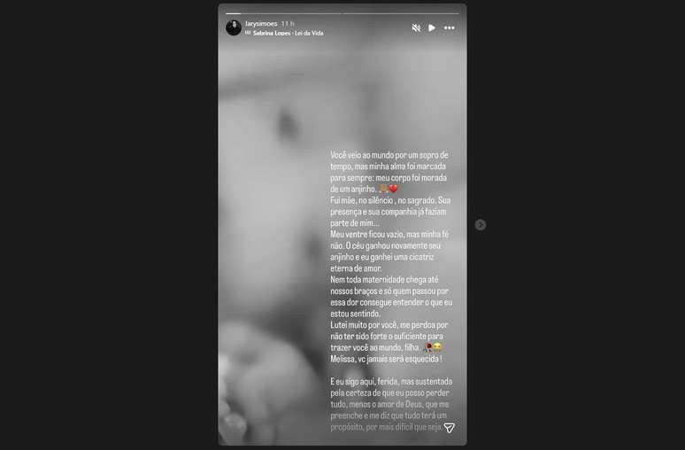 Comunicado de Larissa Sim&otilde;es no Instagram &ndash;