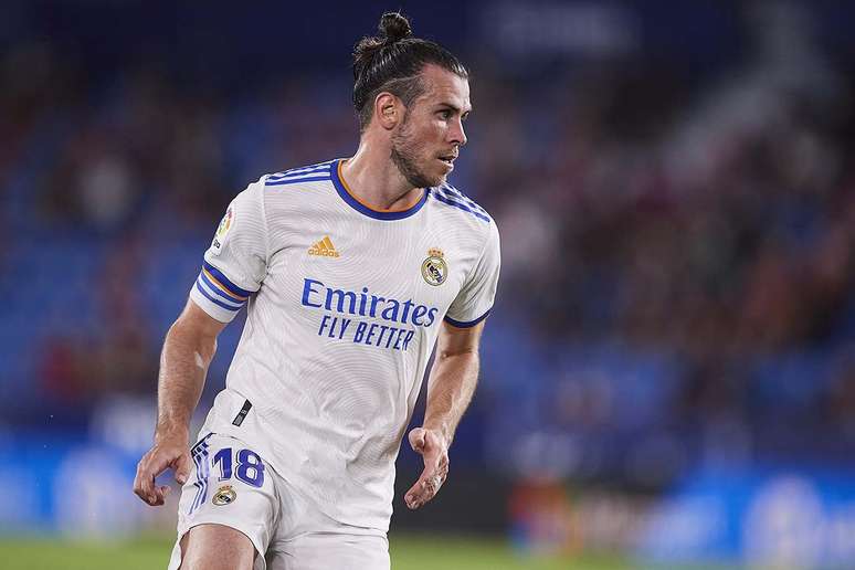 Gareth Bale em a&ccedil;&atilde;o pelo Real Madrid na temporada 2021/22 contra o Levante &ndash;