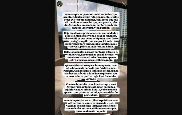 Stories de Caroline Campos sobre o caso &ndash;