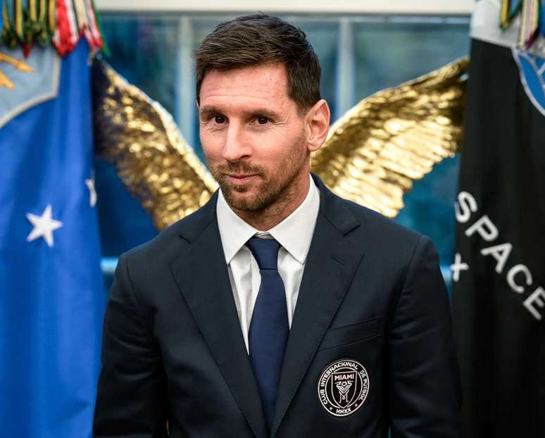 லியோனல் மெஸ்ஸி, வாஷிங்டனில் உள்ள வெள்ளை மாளிகைக்கு இன்டர் மியாமி குழுவின் வருகையின் போது -