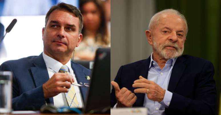 O senador Flávio Bolsonaro e o presidente Lula.