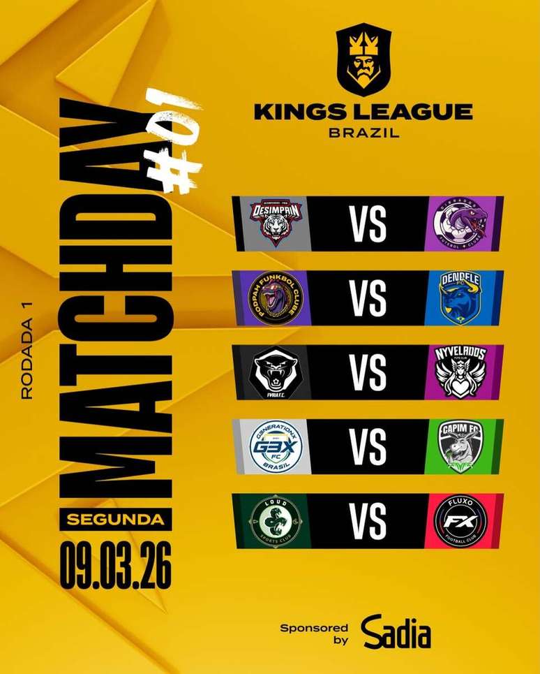 Os jogos da primeira rodada da Kings League Brasil &ndash;