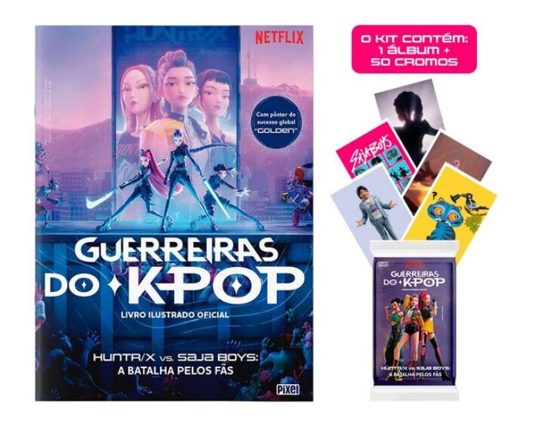 Livro ilustrado de 'Guerreiras do K-Pop' re&uacute;ne 208 figurinhas e imagens da anima&ccedil;&atilde;o da Netflix