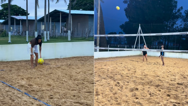Ana Castela venceu Leonardo em partida de futev&ocirc;lei
