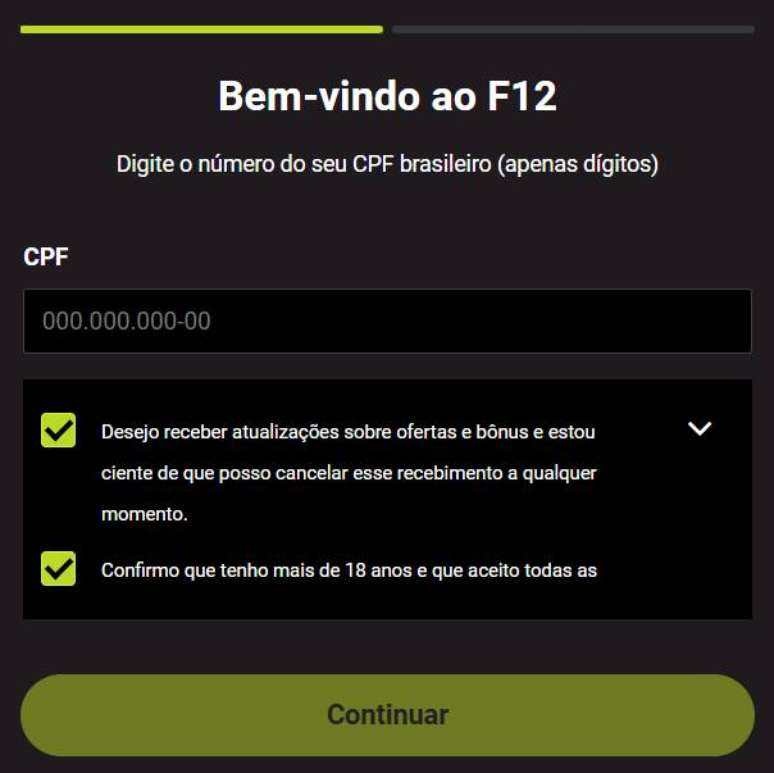 O processo de cadastro da F12 Bet &eacute; r&aacute;pido e envolve poucos passos