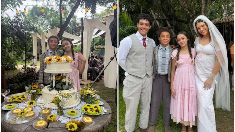 Maria Pureza (Giulia Daflon/Beatriz Anjinho) e Picol&eacute; (Isaac Amendoim/Igor Fernandez) se casam