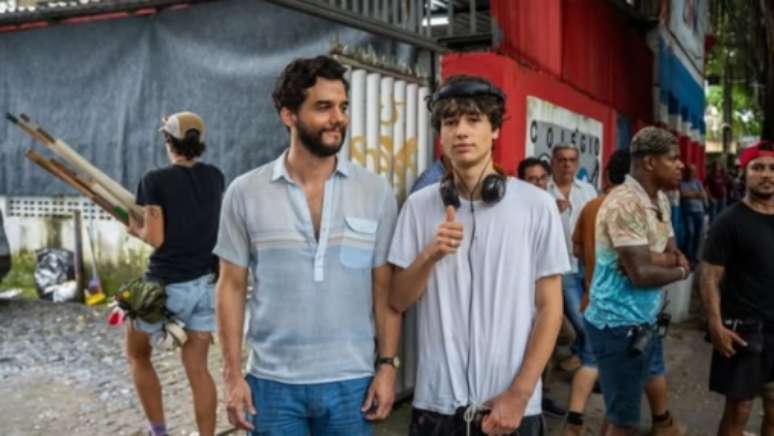 Wagner e Bem Moura no set de O Agente Secreto