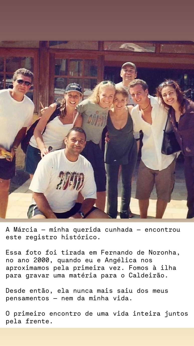 Luciano Huck resgata foto de primeiro encontro com Ang&eacute;lica