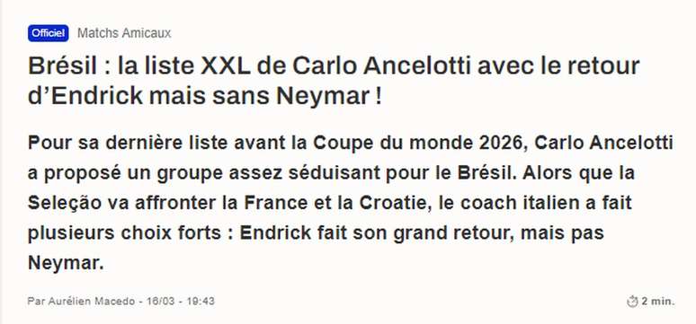 &ldquo;FootMercato&rdquo; tamb&eacute;m analisa convoca&ccedil;&atilde;o da Sele&ccedil;&atilde;o Brasileira &ndash;