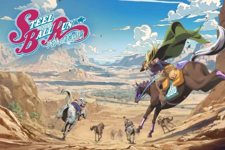 Em &ldquo;STEEL BALL RUN: JoJo&rsquo;s Bizarre Adventure&rdquo;, competidores atravessam os Estados Unidos em uma corrida intensa que esconde mist&eacute;rios, rivalidades e poderes extraordin&aacute;rios 