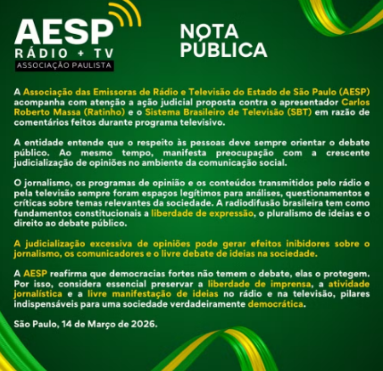 Leia a nota na &iacute;ntegra