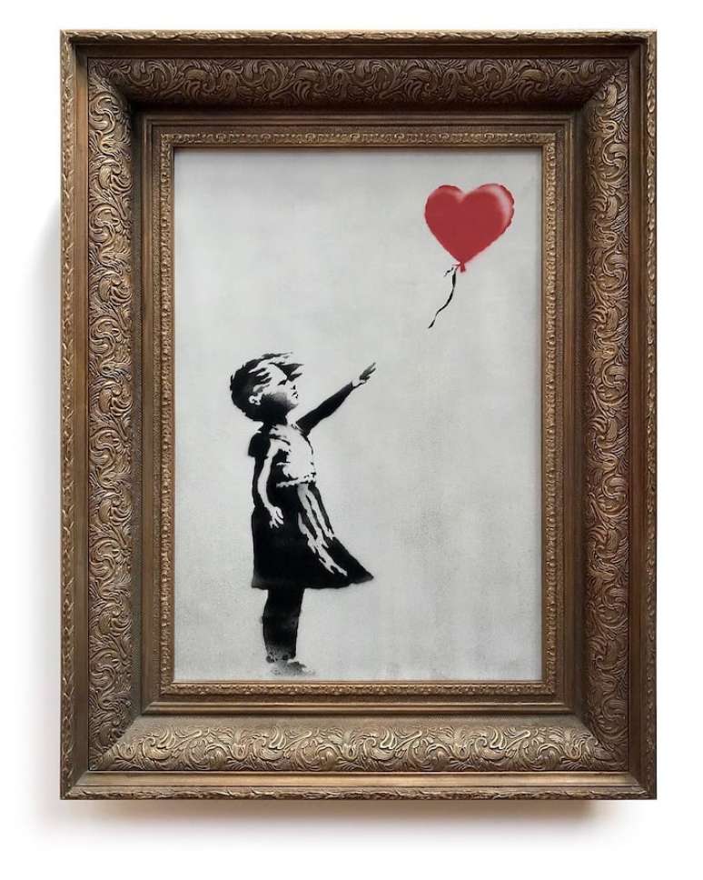 A obra 'A Menina e o Bal&atilde;o', uma das mais famosas de Banksy