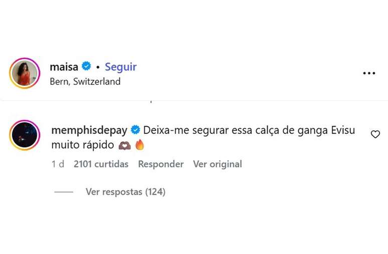 Coment&aacute;rio do astro holand&ecirc;s na foto de Maisa &ndash;