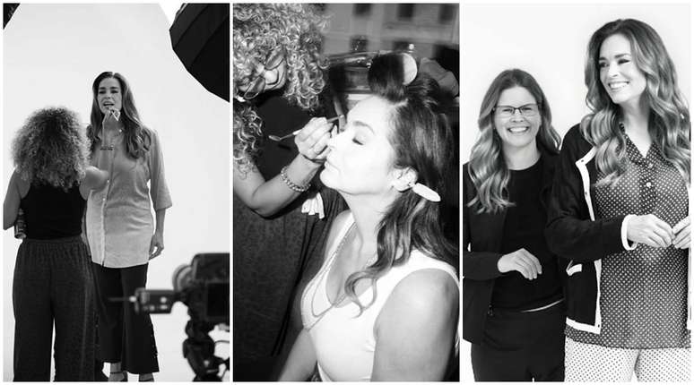 Suzy R&ecirc;go nos bastidores do ensaio da campanha e ao lado da estilista Carla Folloni