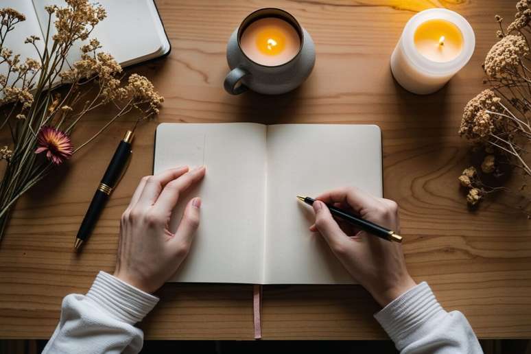 Durante a Lua Nova, escreva seus desejos com foco nas sensa&ccedil;&otilde;es que a prosperidade traz e guarde como lembrete da abund&acirc;ncia que voc&ecirc; quer atrair 