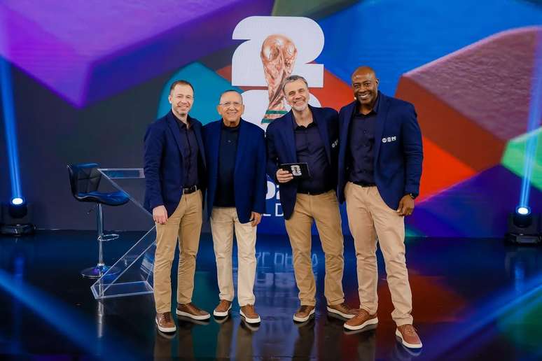 Neguer&ecirc; ao lado de Tiago Leifert, Mauro Beting e Galv&atilde;o Bueno