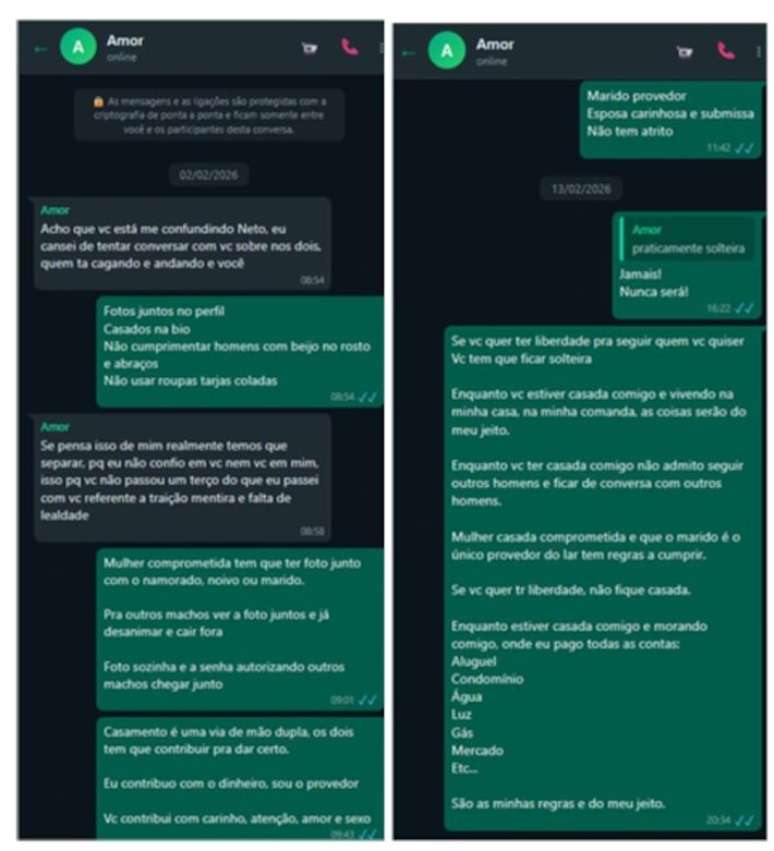 Trechos da conversa entre a Policial Militar Gisele Alves e o marido, o tenente-coronel da PM, Geraldo Neto.