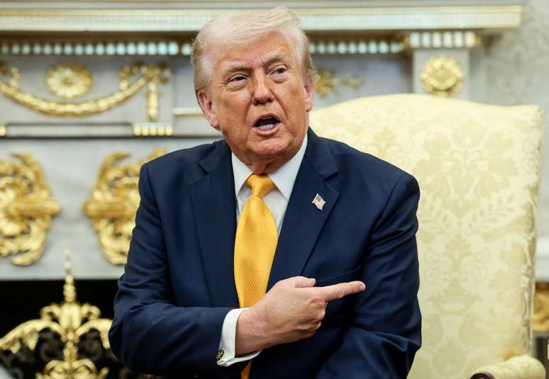 Presidente dos EUA, Donald Trump, no Sal&atilde;o Oval da Casa Branca 19/03/2026 