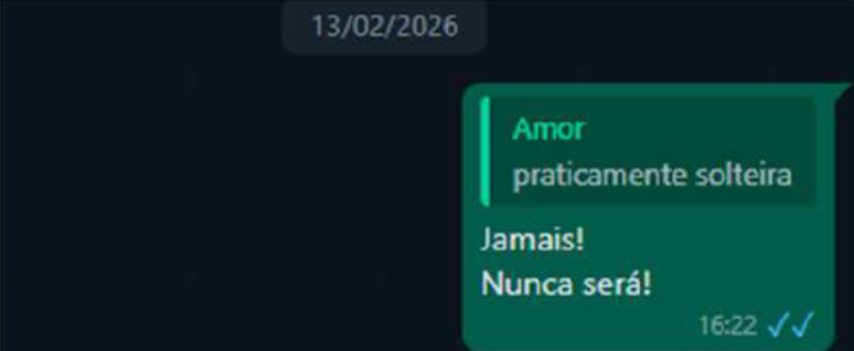 Em mensagem, tenente-coronel afirmou que soldado jamais seria solteira 