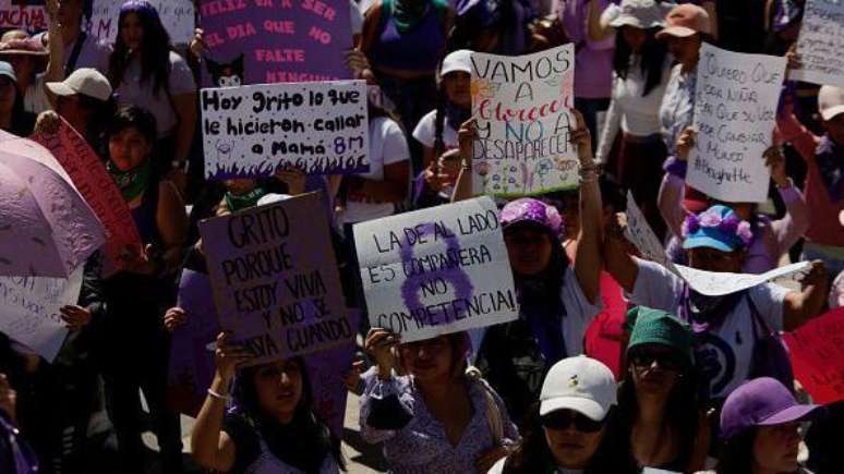 Manifesta&ccedil;&atilde;o pelo Dia Internacional da Mulher no M&eacute;xico, em 2024