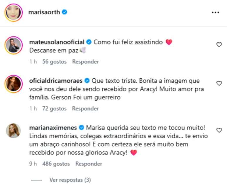 Artistas e amigos lamentaram a morte do ator