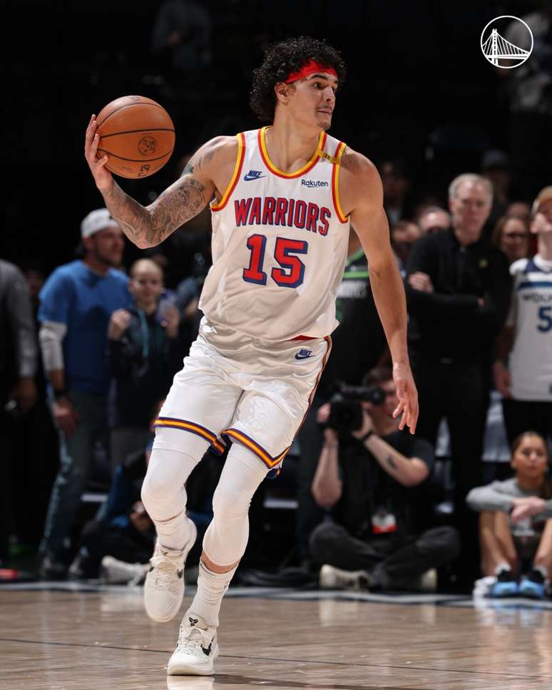 Gui Santos pelo GSW na NBA (Divulga&ccedil;&atilde;o/Warriors)