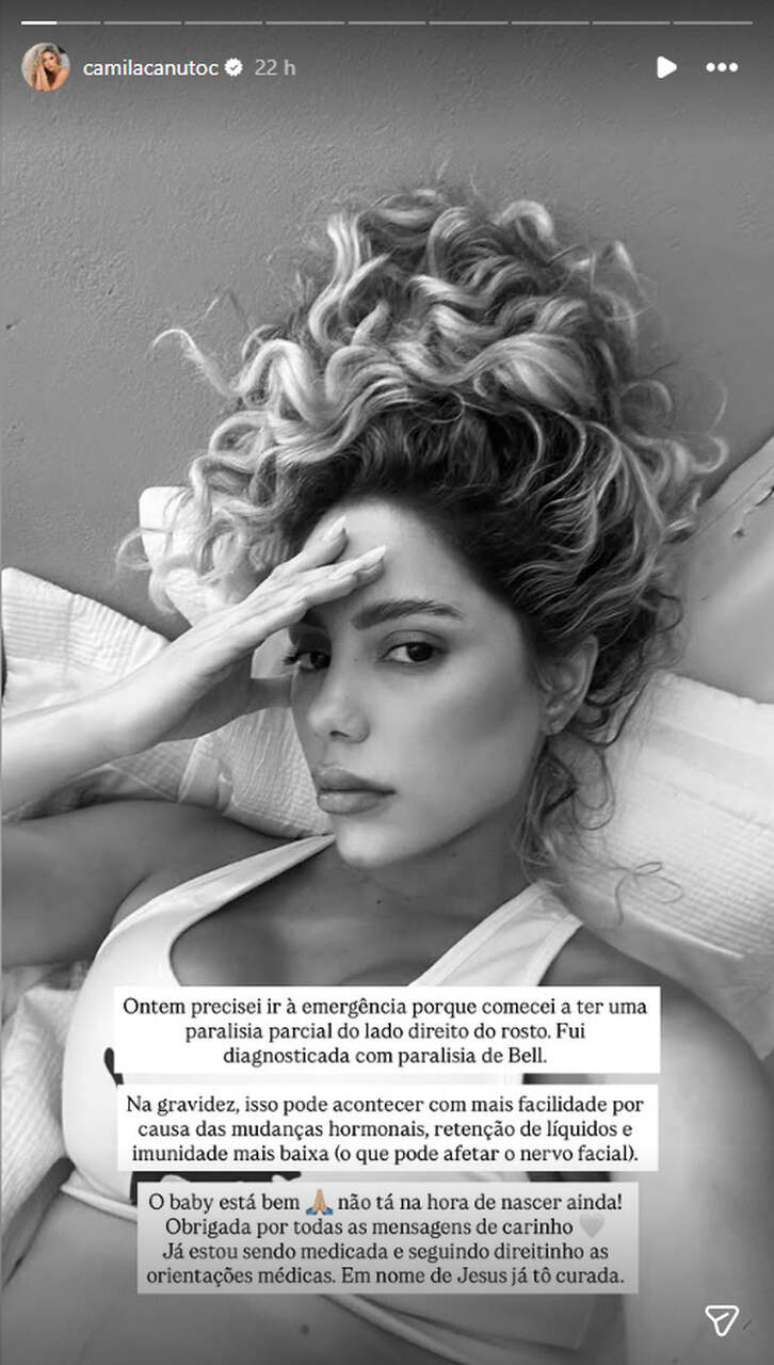 Camila Canuto revela susto, mas tranquiliza seguidores &ndash;