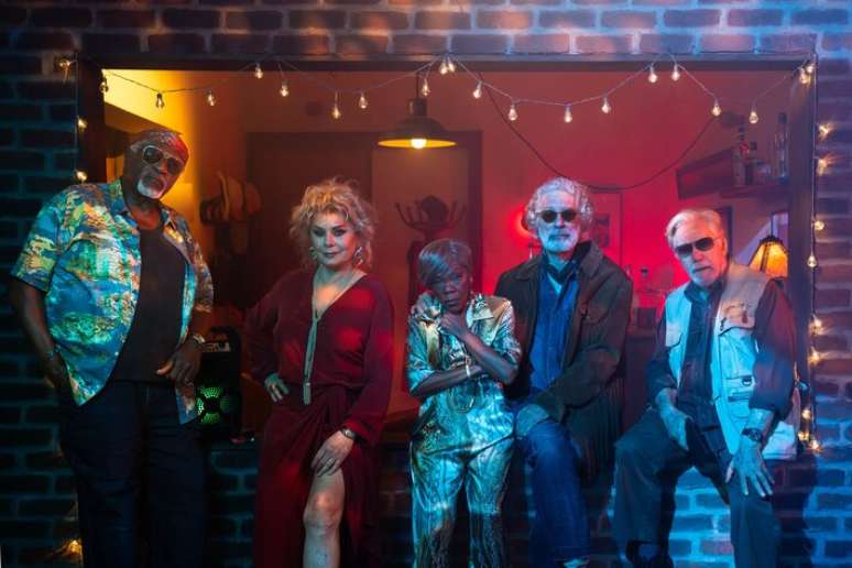 Tony Tornado, Vera Fischer, Teca Pereira, Hamilton Vaz Pereira e Reginaldo Faria em 'Velhos Bandidos'