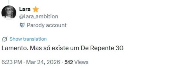 F&atilde;s criticam remake do cl&aacute;ssico 'De Repente 30'.