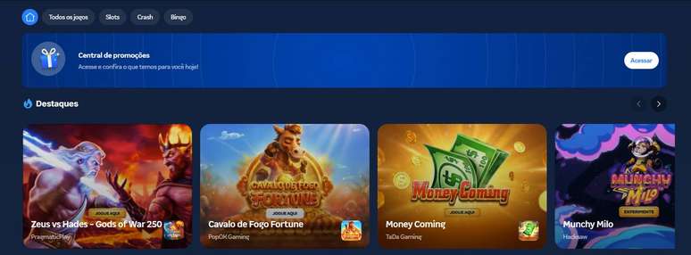 O cassino da Betnacional tem um cat&aacute;logo diversificado de jogos