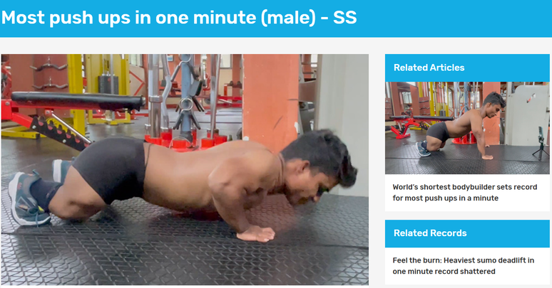 Em 2023, Pratik Vitthal Mohite recebeu certifica&ccedil;&atilde;o do Guinness World Records ao fazer 84 flex&otilde;es em apenas um minuto