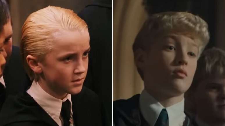 Compara&ccedil;&atilde;o entre os atores e personagens do primeiro filme da saga 'Harry Potter' nos cinemas e da s&eacute;rie, que deve fazer sua estreia em dezembro de 2026 no HBO Max.